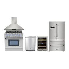 36" Gas Range Thor Kitchen 5 Piece Bundle, Natural Gas Range - 5pkg H7w1