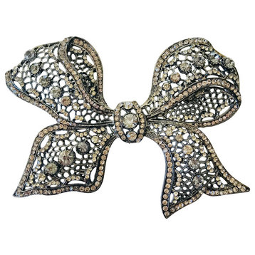 Lace Crystal Decorating Pin, Silverbow