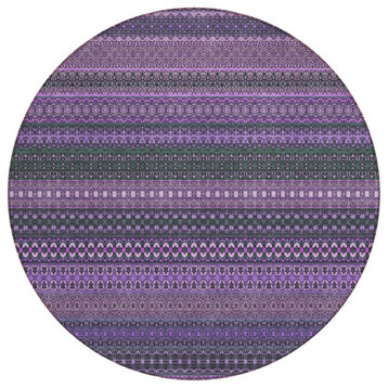 Machine Washable Indoor/Outdoor Chantille ACN527 Purple 8' x 8' Round Rug