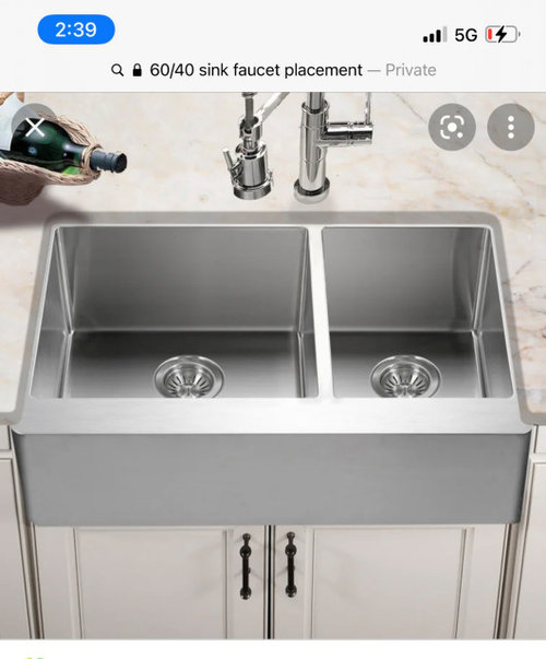 Faucet placement on 60/40 undermount sink