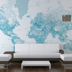 Blue World Map wallpaper design - Wallpaper