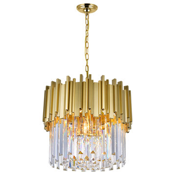 Deco 4 Light Down Chandelier With Medallion Gold Finish
