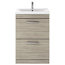 Athena Bathroom Vanity Unit With Drawers, Driftwood, Narrow Rim Basin, 60 cm