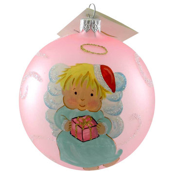 Laved Italian Ornaments BABY GIRL ANGEL PINK BALL Glass Santa Present 936351