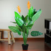 53.25" Decorative Potted Artificial Green and Orange Bird of Paradise Plant