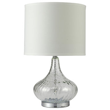 24.5" Tall Glass Table Lamp "Leann", Clear Glass and Chrome Silver