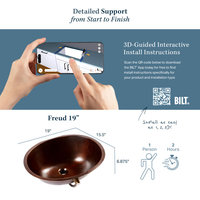 Freud 19" Undermount Bathroom Sink in Copper