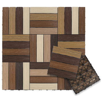 1'x1' Quick Deck Outdoor Composite Deck Tile, Mixed Brown