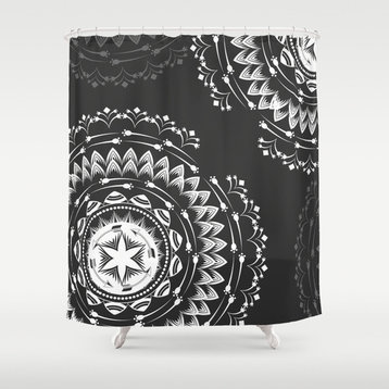 Mandala Boho Gray Shower Curtain