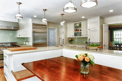 Example of a transitional kitchen design in New York