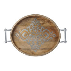 20 X Serving Trays Houzz Gg Collection Wood Metal Oval Tray 25 5 X20 X1