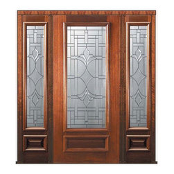 Pre-hung Side lights Door 80 Wood Mahogany Marsala 3/4 Lite Glass - Front Doors