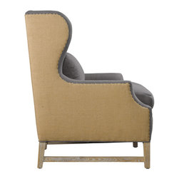 Amelie Wing Arm Chair-Blue mix - Armchairs And Accent Chairs