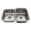 MR Direct US1053 Offset Double Bowl Stainless Steel Sink, Large Bowl Right, Bask