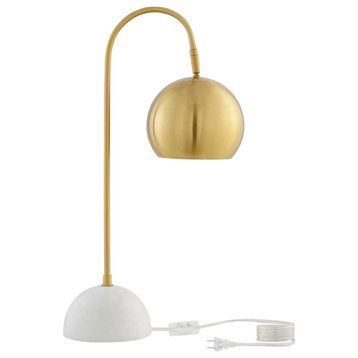 24" Brass Iron Desk Table Lamp With Brass Dome Shade