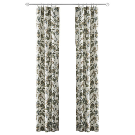 Madison Floral Tailored Panel Pair, Blue, 56"x84"
