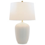 Port 68 - Franklin Cream Lamp - Franklin is our transitional porcelain lamp that can be placed in a contemporary or traditional home. Available in cream and soft sky celadon glazes. Accented with aged brass hardware and ball finial. 3 way switch. 100 watt max bulb. Lightbulb not included. Shade: Hardback drum shade with soft rolled edge. 15" x 17" x 11" SH. Off white polyester fabric. Brass spider. Measurements: 32"H x 17"D Materials: porcelain, metal