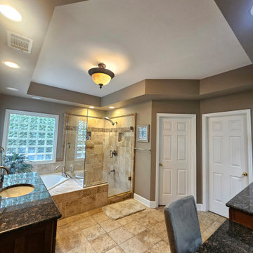 Custom Master En Suite Bathroom with Tray Ceiling