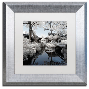 Philippe Hugonnard 'Double Temples' Art, Silver Frame, White Matte, 11"x11"
