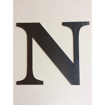 Rustic Large Letter "N", Raw Metal, 18"