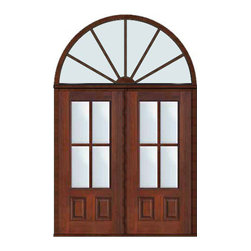 Prehung French Transom Double Door 80 Fiberglass 3/4 Lite 4 Lite - Patio Doors