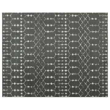 Olivia Collection Rectangle 8' x 10' Geometric Bohemian Low Pile Rug, Dark Gray/