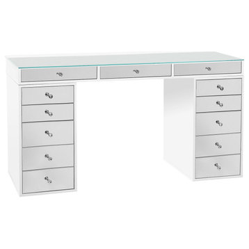 SlayStation 2.0 Mirrored Tabletop and Mirrored Drawer Bundle, Bright White