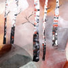 Aspen tree painting, birch tree, tree trunk, botanical nature forest wall art