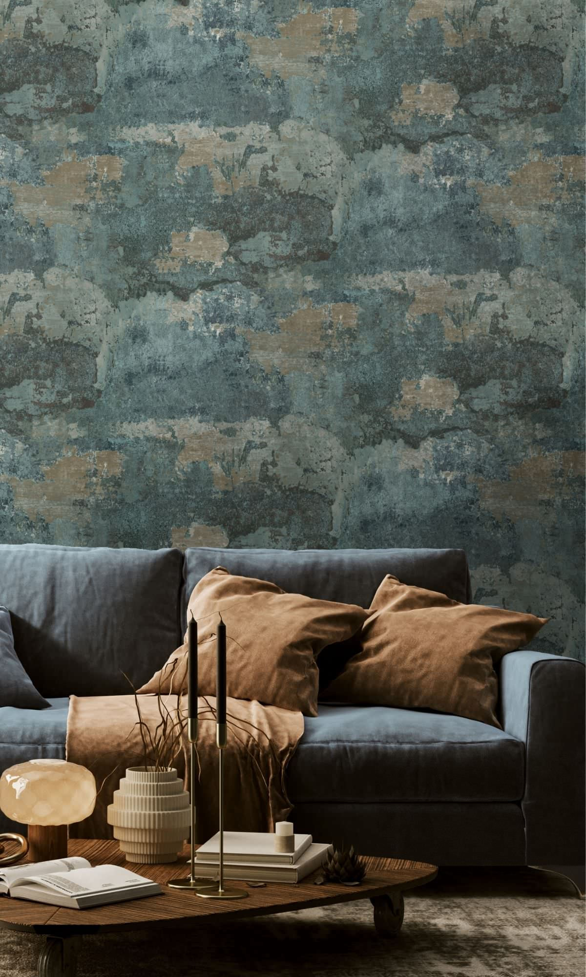 Picture of Faux Concrete Effect Wallpaper, 57Sq.ft Double Roll, Double Roll ...