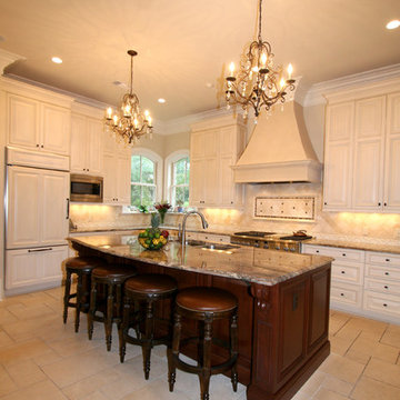 Cherry Island and Maple Wall Cabinetry Provide Perfect Contrast