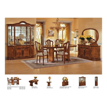 Milady Dining Set | Walnut (Table, Side Chairs & Arm Chairs)
