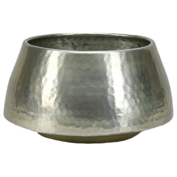 Serene Spaces Living Silver Hammered Aluminum Cachepot, Small