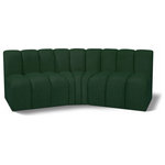 Meridian Furniture - Arc Boucle Fabric Upholstered 3-Pc. U-Shaped Modular Sectional, Green - Give your living room or den the perfect blend of style and versatility with this Arc boucle fabric curved modular Sectional. Part of the Arc modular furniture collection, this Sectional comes upholstered in rich green boucle fabric and features deep channel tufting that adds a touch of luxury while enhancing comfort and support. A seamless combination of form and function, this chair can be used with other Arc pieces to create a myriad of configurations in your well-curated room.