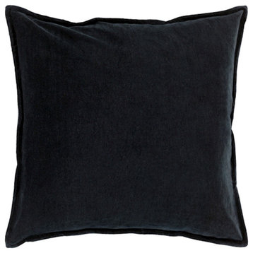 Cotton Velvet by Surya Poly Fill Pillow, Black, 22' x 22'