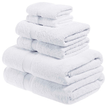 6 Piece Egyptian Cotton Quick Drying Towel Set, White