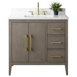 Vanity Art - Bath Vanity Cabinet, Sink and Top, Driftwood Gray, 36", Golden Brushed - Vanity Art introducing the premium solid material bath vanity with sink. It is the perfect blend of functionality and style for your home. This essential piece offers generous storage space, featuring removable shelves to keep your belongings organized and easily accessible. Crafted with convenience in mind, our sink cabinet boasts a sleek ariston countertop that not only adds a touch of elegance but is also a breeze to clean. The regular-shaped sink complements the countertop, creating a seamless and eye-catching look for your bathroom. Built to last, our sink cabinet doors are equipped with premium-quality hinges, ensuring smooth and reliable operation. Assembly is a breeze with the included screws and easy-to-follow instruction manual, making setup quick and simple. Versatility is key our vanity bathroom sink cabinets aren't limited to the bathroom. With its stylish design and functional features, it's the perfect fit for a kitchen cabinet with a sink.