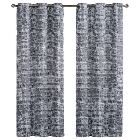 Lenox Woven Blackout Grommet Panels, Set of 2, Charcoal, 76"x96"