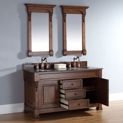 60 inch Country Oak Double Bathroom Vanity Optional Countertops - Bathroom Vanities And Sink Consoles