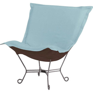 HOWARD ELLIOTT STERLING Pouf Chair Soft Burlap-Like Texture Breeze