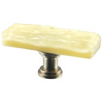 Glass Storm Studios - Cream Handmade Glass, Oblong Knob - Textured, layered and glittering cream-colored glass. All our products are handmade to order.  Important: Do not use an electric drill or electric screwdriver.