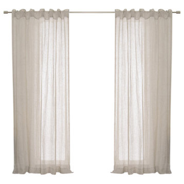 French Linen Back Tab Curtain, Natural, 52"x96"