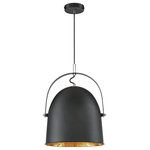 Savoy House - Savoy House Cypress 1-Light Pendant, Black With Gold Leaf - This Savoy House Cypress 1-light pendant has an understated and industrial look with a black finish on the outside, but an interesting surprise on the inside: A shimmering, textured gold leaf finish!