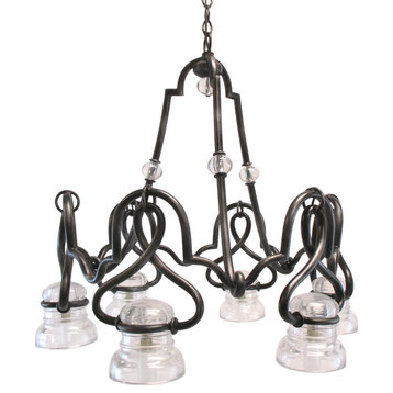 Kalco Darlington 6-Light Chandelier With Clear Glass, Vintage Iron Finish