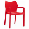 Diva Resin Outdoor Dining Arm Chair in Red - Set of 4