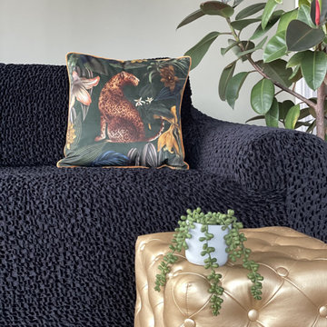 Black Sofa 3 Seater Slipcover | Velvet Collection | Interior Design