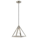 Livex Lighting - Livex Lighting 41329-91 Geometric Shade - 13.88" One Light Mini Pendant - Influenced by the modern industrial style, this ScGeometric Shade 13.8 Brushed Nickel Brush *UL Approved: YES Energy Star Qualified: n/a ADA Certified: n/a  *Number of Lights: Lamp: 1-*Wattage:60w Medium Base bulb(s) *Bulb Included:No *Bulb Type:Medium Base *Finish Type:Brushed Nickel