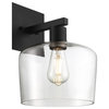 Port Nine Chardonnay Wall Sconce, Matte Black, Clear Glass, Replaceable LED