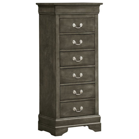 Glory Furniture Louis Phillipe 7 Drawer Lingerie Chest in Gray