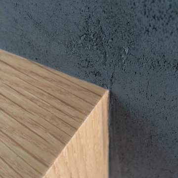 Clay plaster install for modern Calgary home