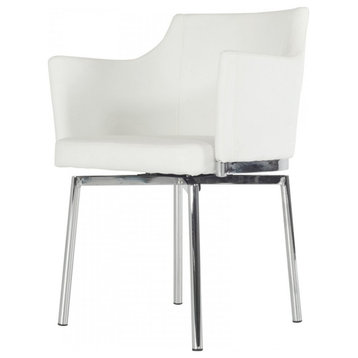 Modrest Kaweah Modern  Dining Chair, White, Chrome